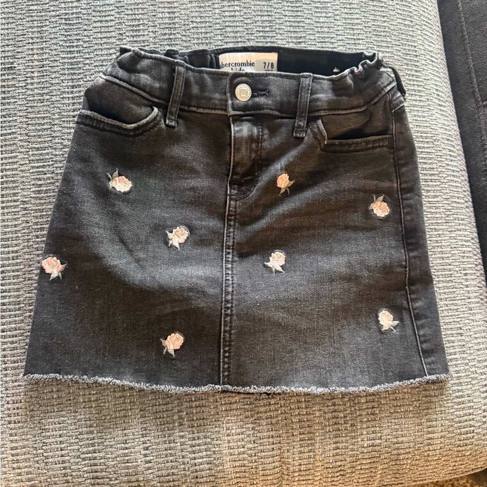 Abercrombie Kids Black Jeans Skirt With Flowers